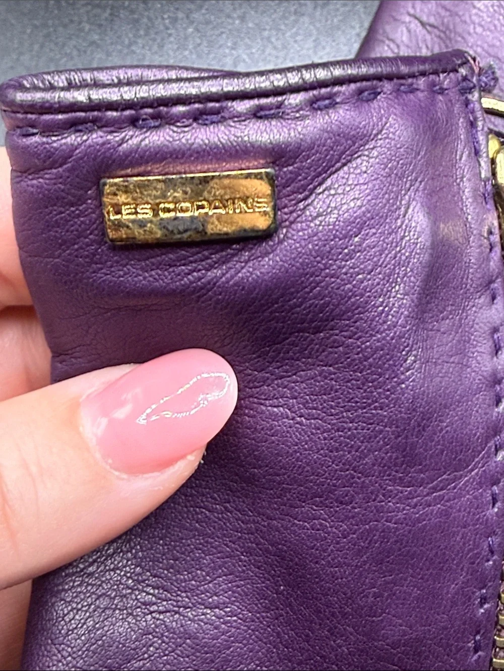 Purple Leather Women's Zip-Accent Gloves